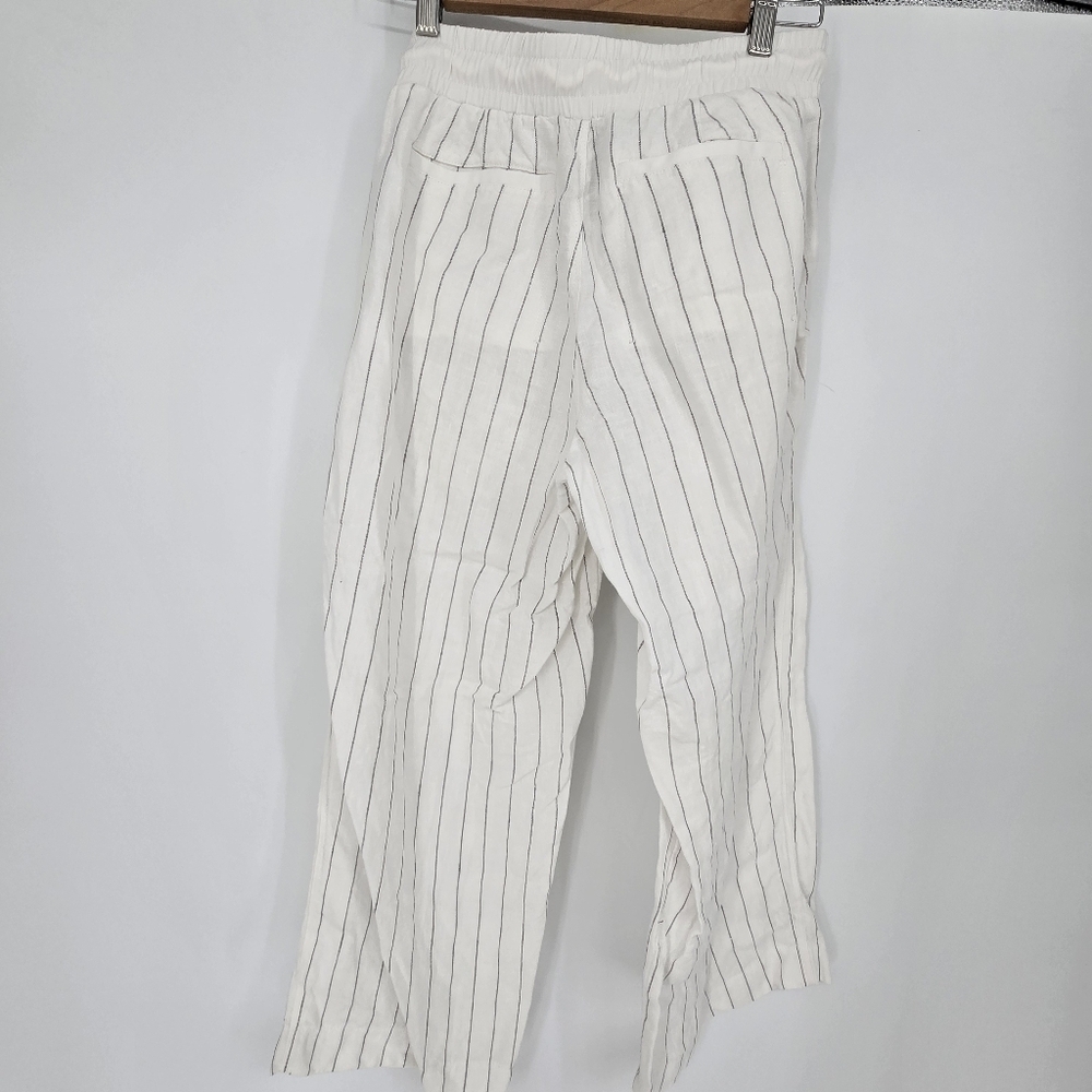 Athleta Stripe Bali Linen Crop sea side silver grey size 6 - Picture 4 of 7